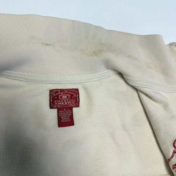 Lucky Brand Womens Sweatshirt Cream Large 18.5x21.5 Embroidered Y2K Asian - Picture 12 of 15